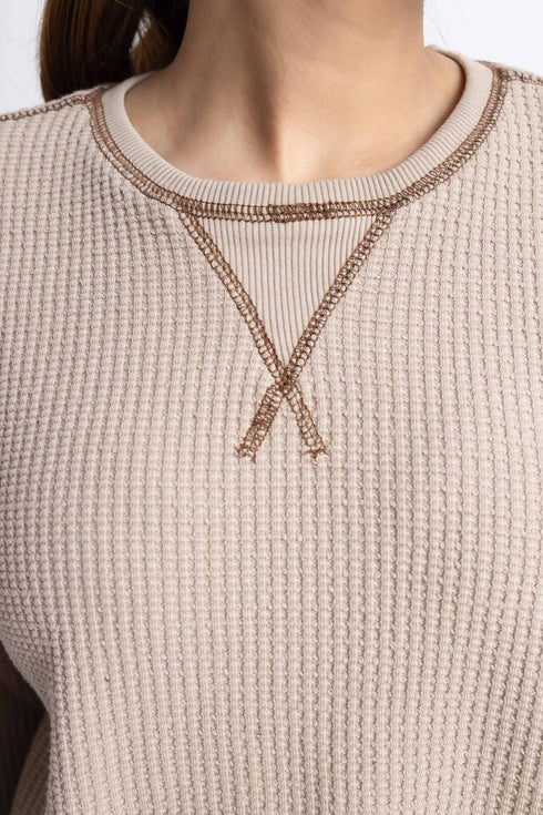 Waffle Knit Extreme Oversize Sweatshirt